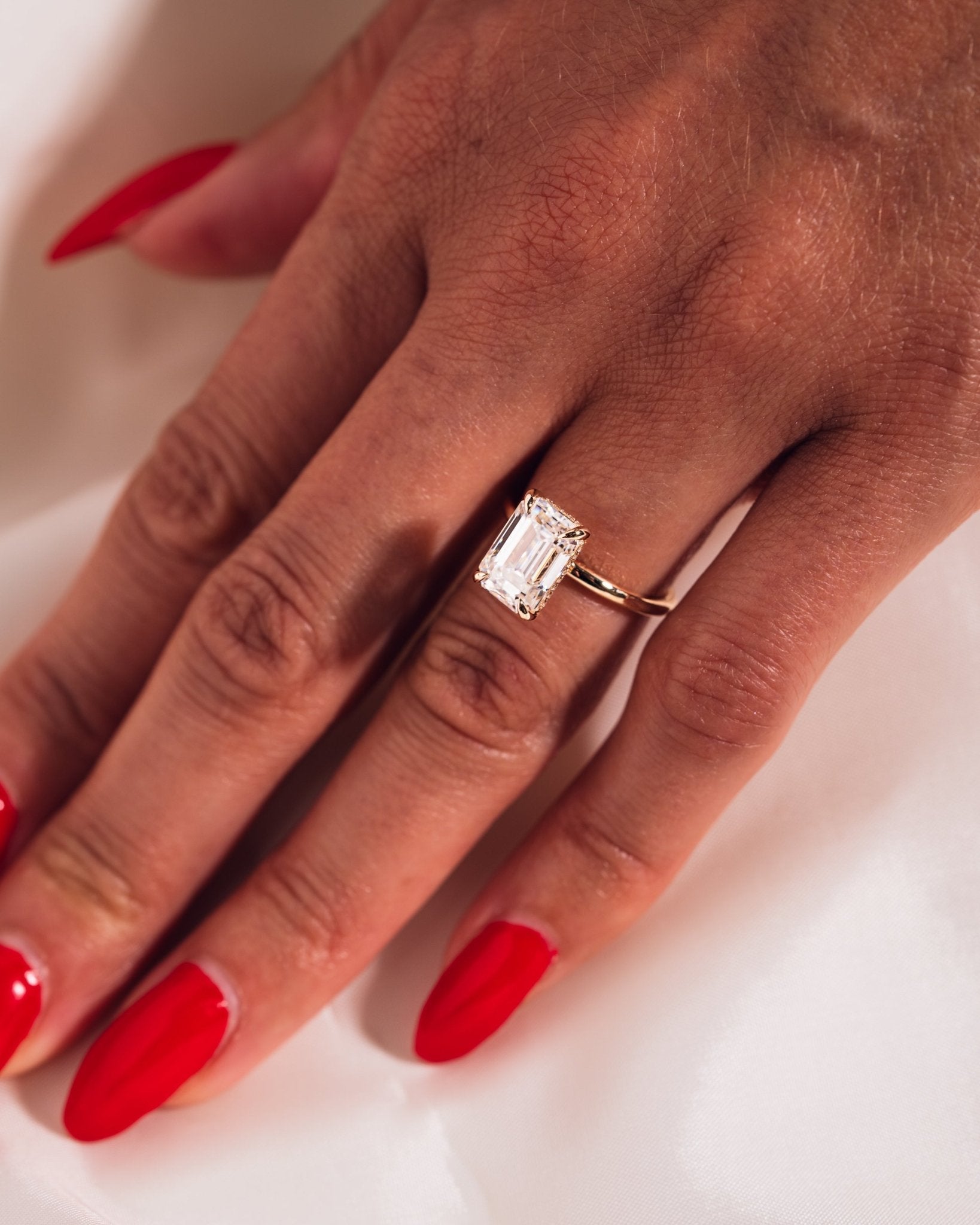 Cushion Hidden Halo Lab Grown Diamond Engagement Ring